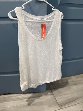 Project Social T White Ribbed Scoop Neck Tank